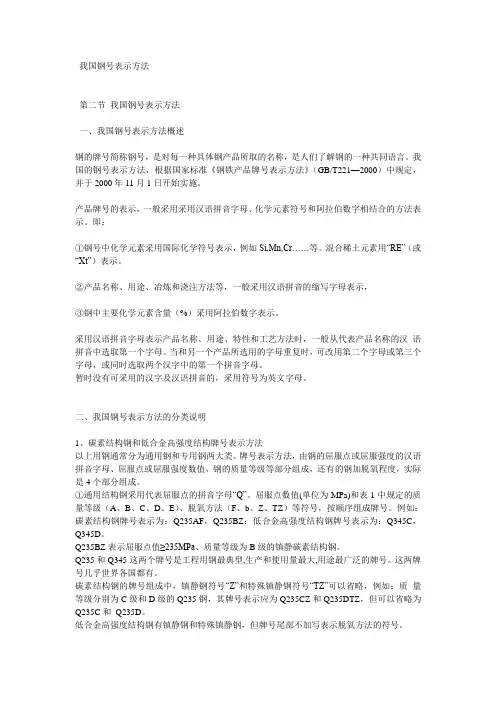钢号表示方法及应用