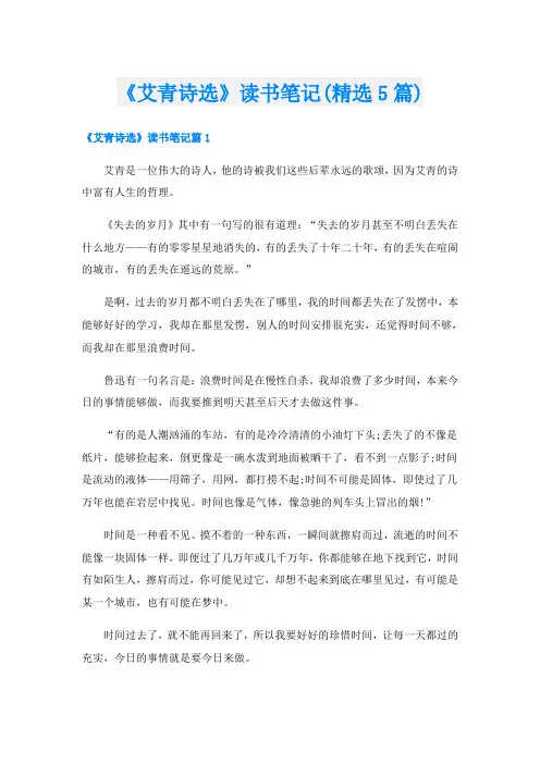 《艾青诗选》读书笔记(精选5篇)