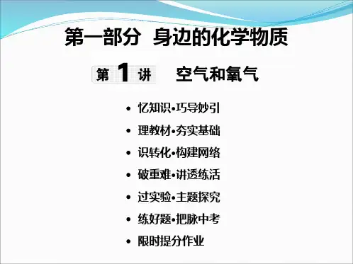 2020年中考化学第1讲 空气和氧气