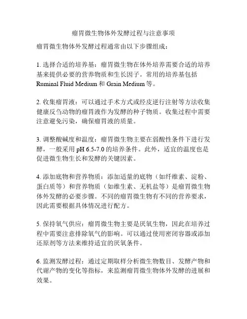 瘤胃微生物体外发酵过程与注意事项