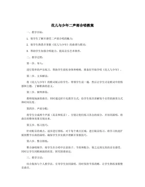 花儿与少年二声部合唱教案