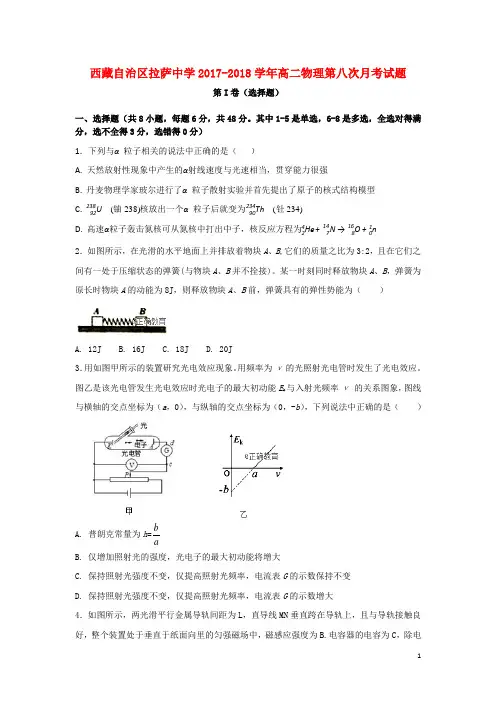 西藏自治区拉萨中学高二物理第八次月考试题