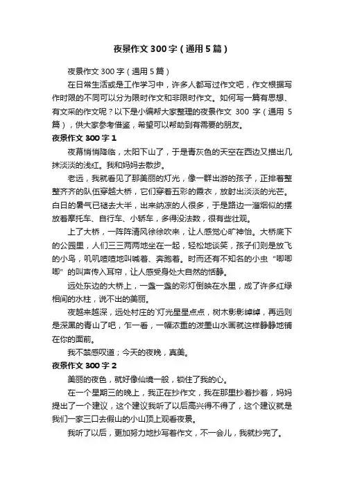 夜景作文300字（通用5篇）