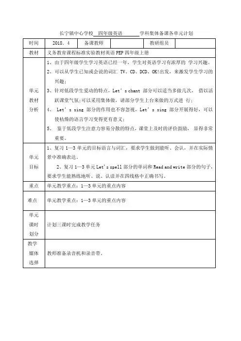 四年级英语Recycle1