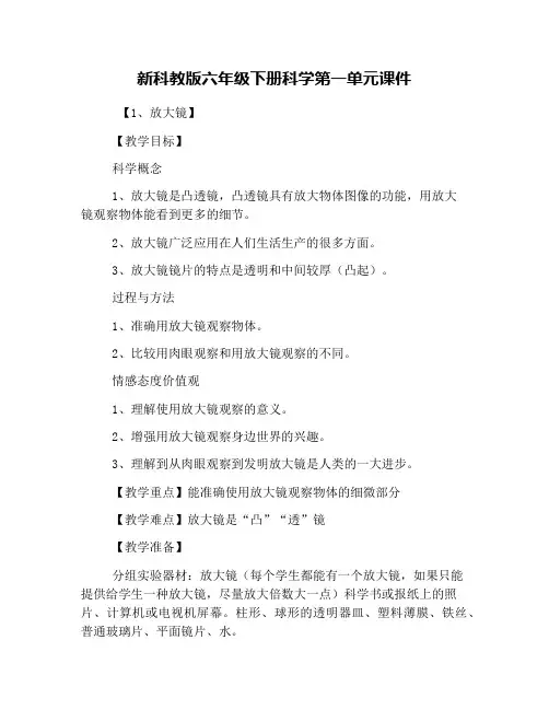 新科教版六年级下册科学第一单元课件