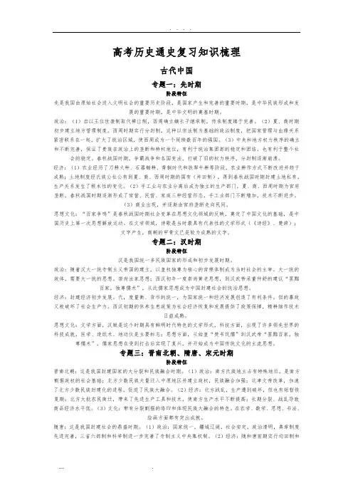 高考历史通史复习知识梳理