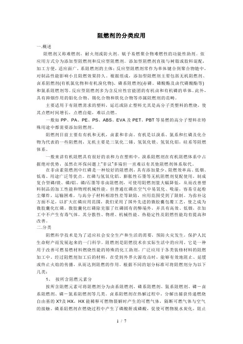 阻燃剂的分类应用