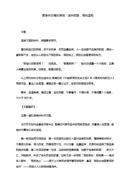 高考作文模拟导写：迷失软弱,寻找坚韧