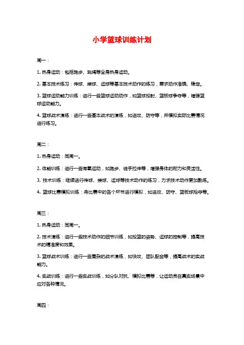 小学篮球训练计划