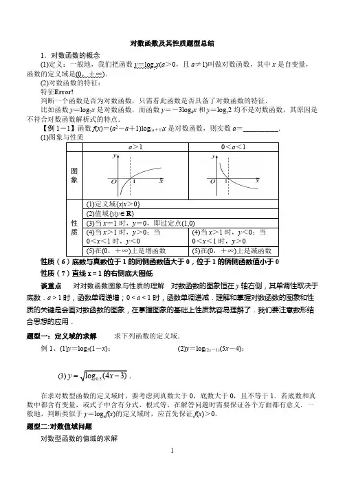 (完整版)对数函数图像及其性质题型归纳,推荐文档