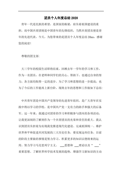 团员个人年度总结2020