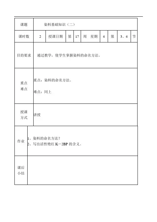 第九周 4染料基础知识(二)染料的命名