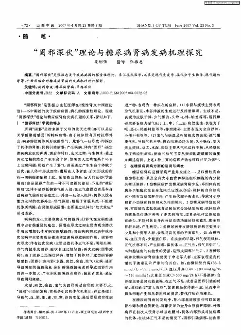 “固邪深伏”理论与糖尿病肾病发病机理探究