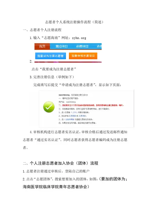 志愿者个人(团体)注册流程
