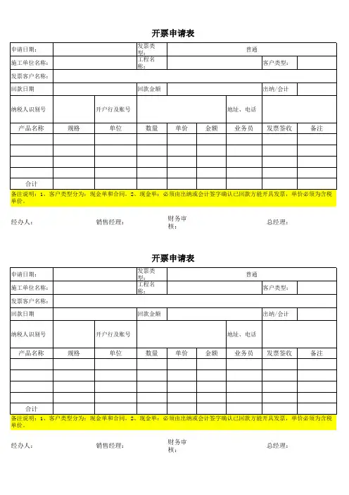 开票申请表