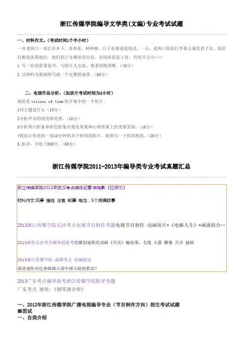 浙江传媒学院编导文学类(文编)专业考试试题
