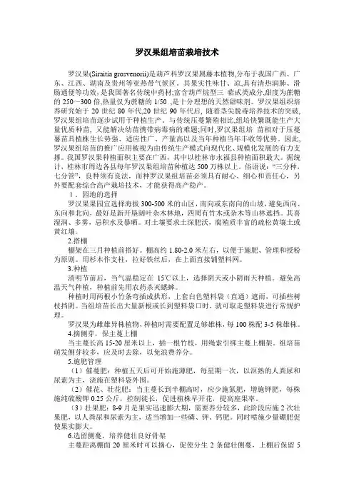 罗汉果组培苗栽培技术
