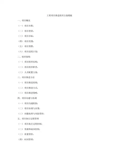 工程项目推进组织方案模板