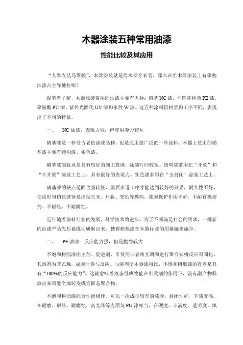 木器涂装五种常用油漆的优劣及其使用