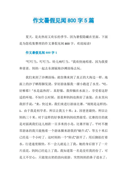 作文暑假见闻800字5篇