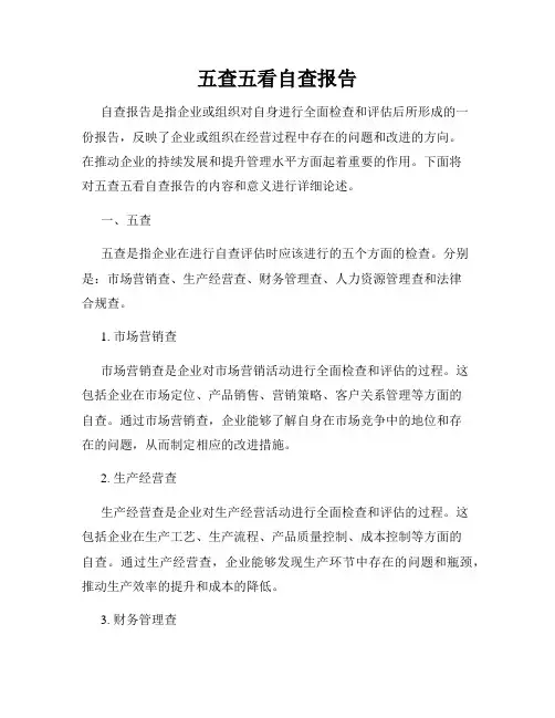 五查五看自查报告