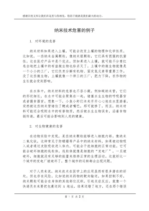 纳米技术危害的例子