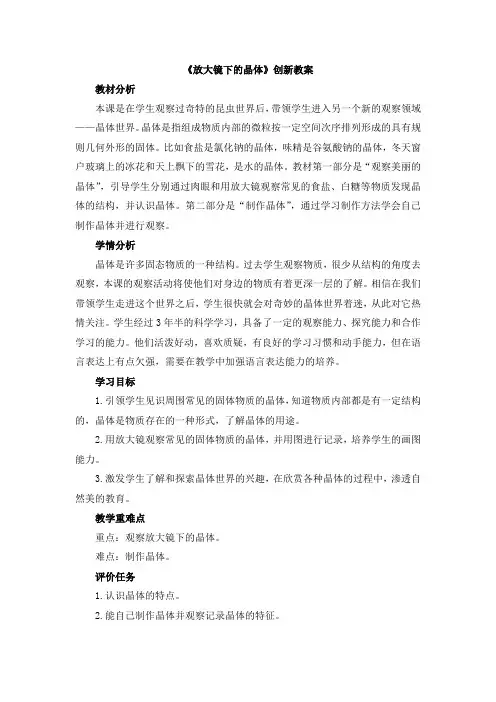 【新版】教科版六年级下册科学《放大镜下的晶体》【创新教案】