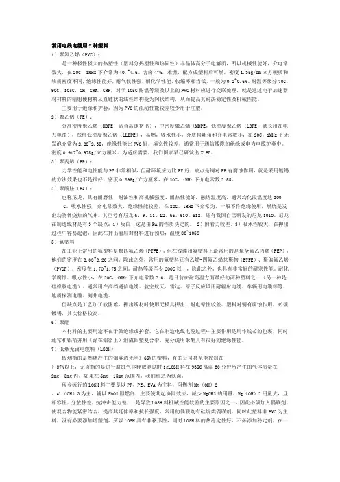 电缆常用的7种塑料
