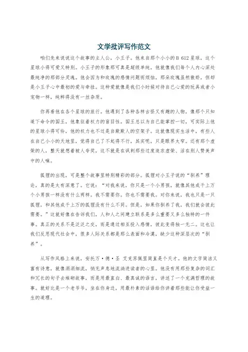 文学批评写作范文