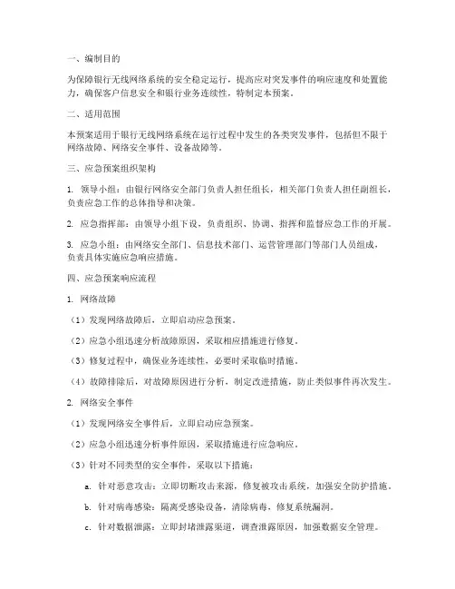 银行无线网络专项应急预案