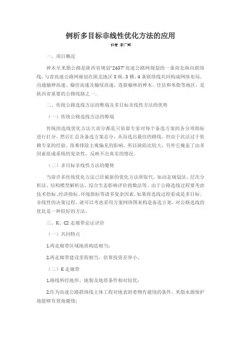 例析多目标非线性优化方法的应用