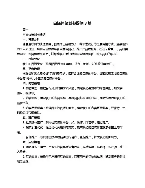 自媒体策划书提纲3篇