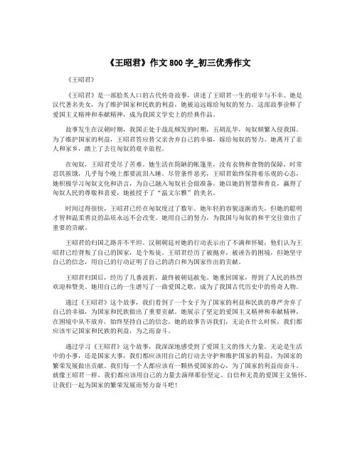 《王昭君》作文800字_初三优秀作文