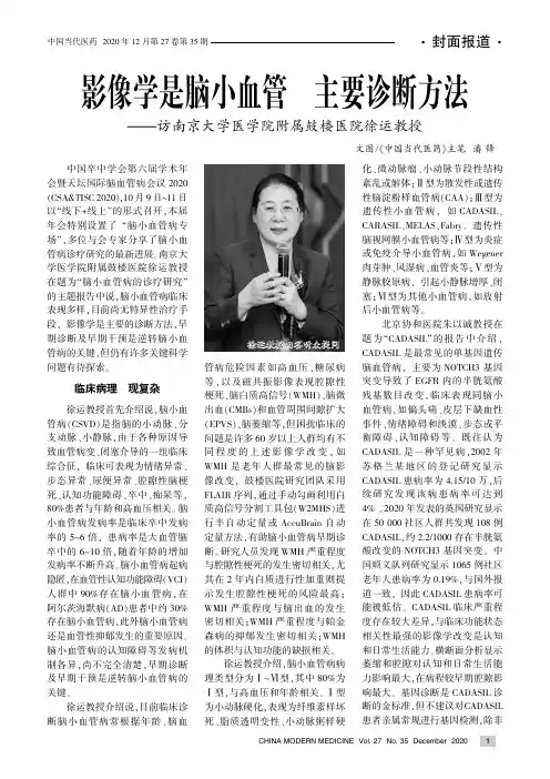影像学是脑小血管病主要诊断方法——访南京大学医学院附属鼓楼医院徐运教授
