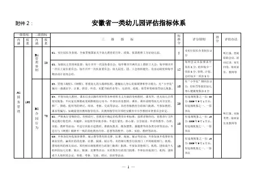 安徽省示范幼儿园和一类幼儿园评估细则
