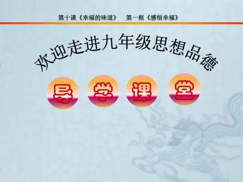 九年级思品上册 第十课第一目感悟幸福课件 人民版