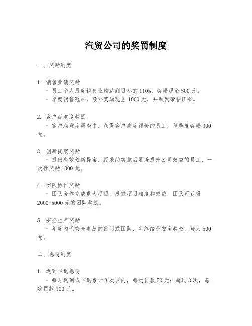 汽贸公司的奖罚制度