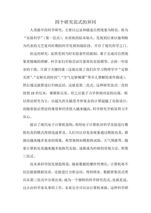 四个研究范式的异同