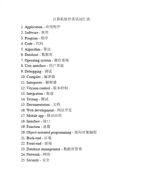 计算机软件英语词汇表