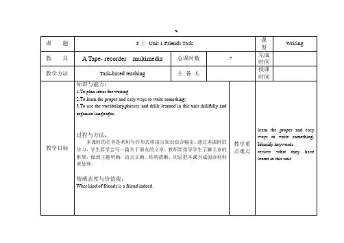 牛津译林版八年级英语上册《nit 1 Friends  Task： My best friends》赛课导学案_7