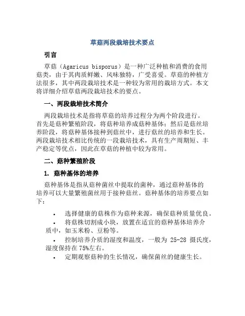 草菇两段栽培技术要点