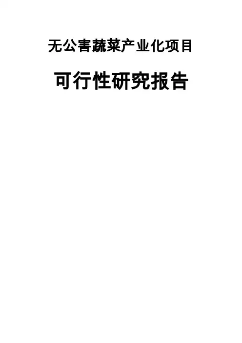 无公害蔬菜产业化项目可行研究报告精品word精品文档37页