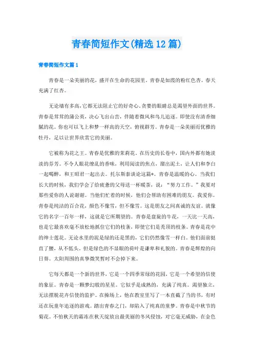 青春简短作文(精选12篇)