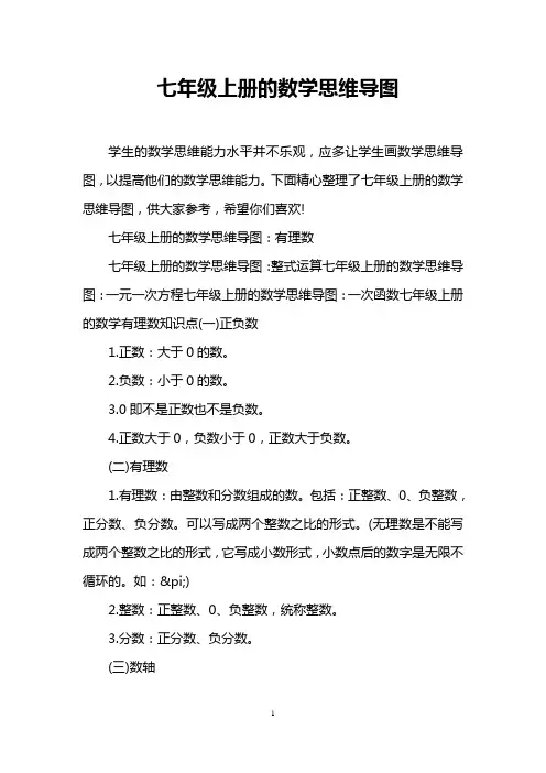 七年级上册的数学思维导图