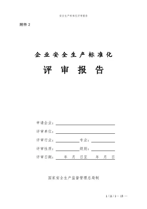 安全生产标准化评审报告