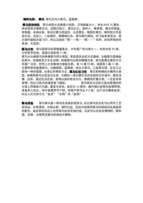 翠鸟知识