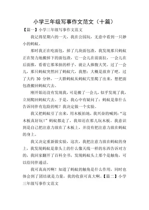 小学三年级写事作文范文(十篇)
