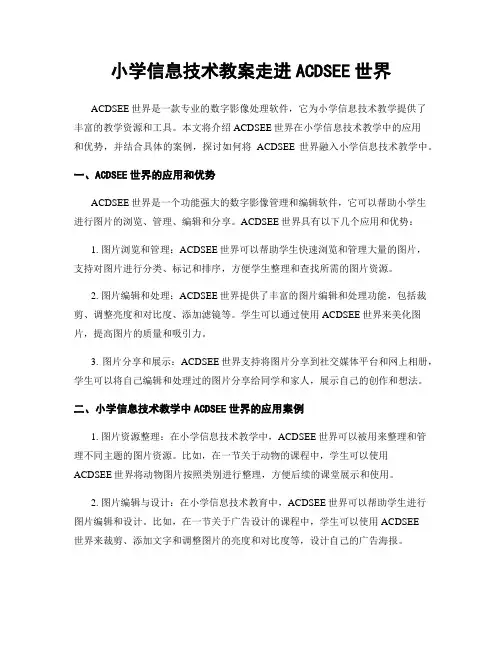 小学信息技术教案走进ACDSEE世界