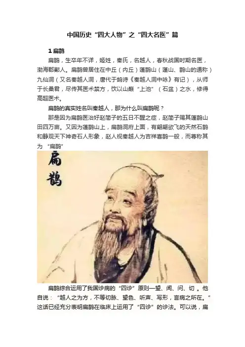 中国历史“四大人物”之“四大名医”篇