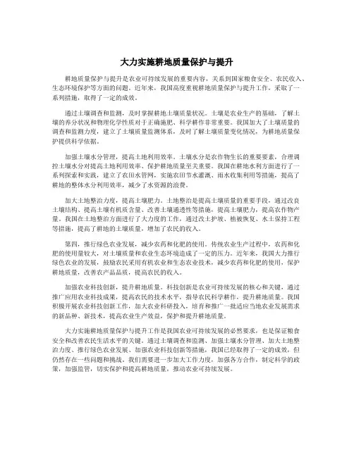 大力实施耕地质量保护与提升